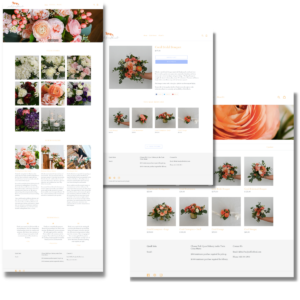 Page designs for Shopify bridal florist site.